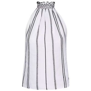 New! Frame white and black embroidered ruffle trim halter top. Size XS